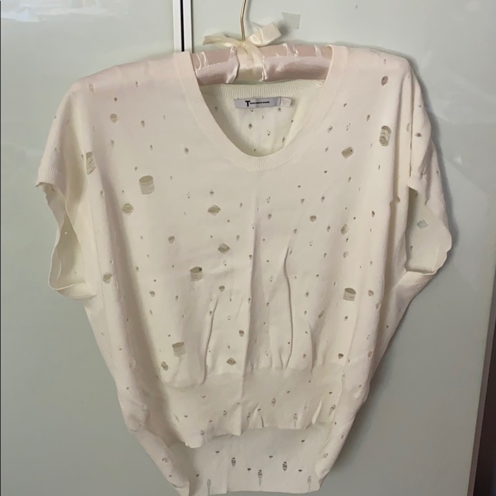 T by Alexander Wang knit distressed top